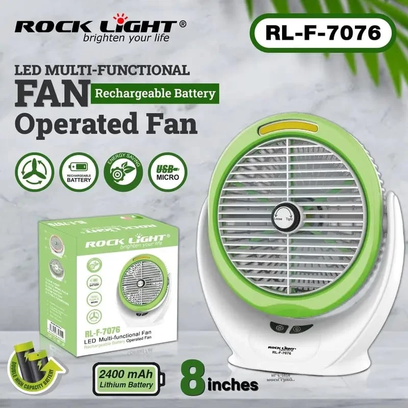 Rocklight | RL-F-7076 Portable Fan | 2400mAh Lithium Battery