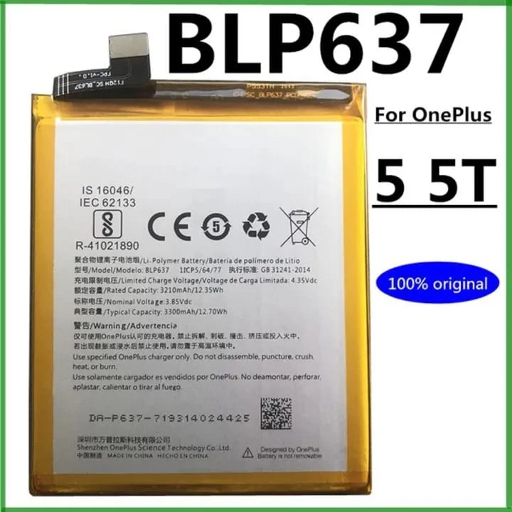 OnePlus 5/5T BLP637 Battery 100% Care Original