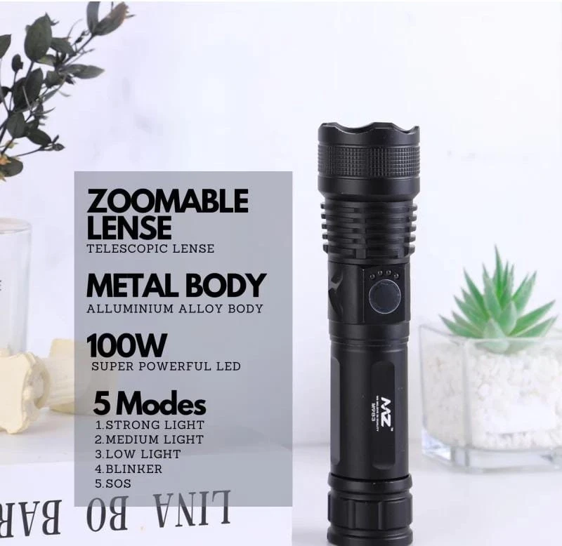 ムク　sar MZ M983 Zoomable Metal Flashlight, 5 Modes, Super Bright 100W