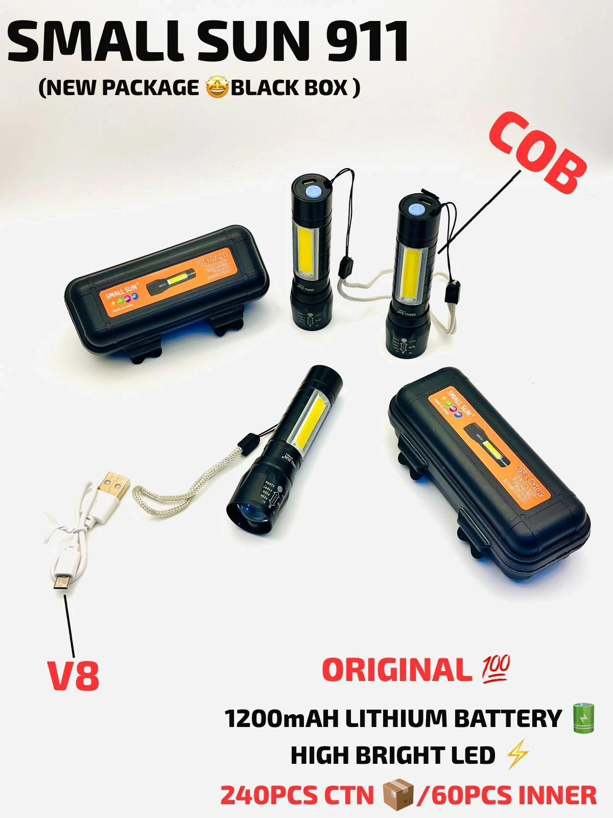 Mz Small Sun 911 LED Flashlight Emergency COB Light