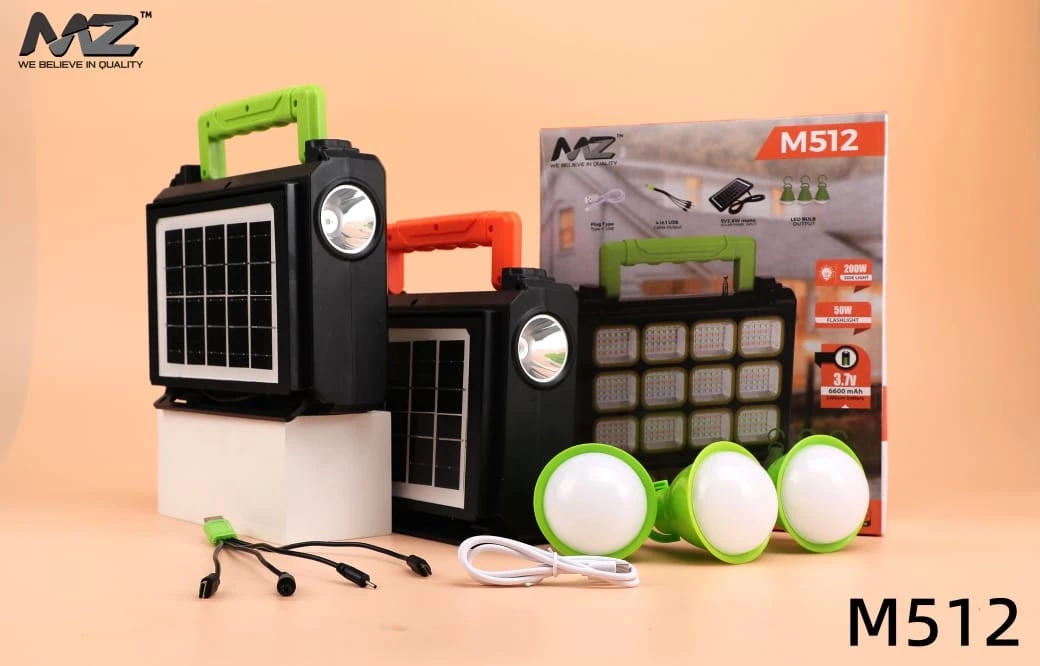 MZ M512 Portable Solar LED Light System Motion Sensor | Power Bank 4500mAh Battery with 3 LED Bulbs Waterproof Night Spotlight for Home & Outdoor/Garden Wall
