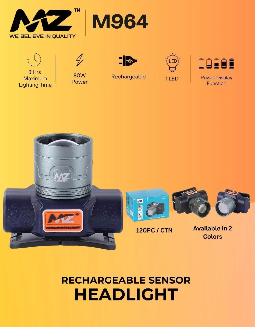 MZ M964 Rechargeable Sensor Headlight