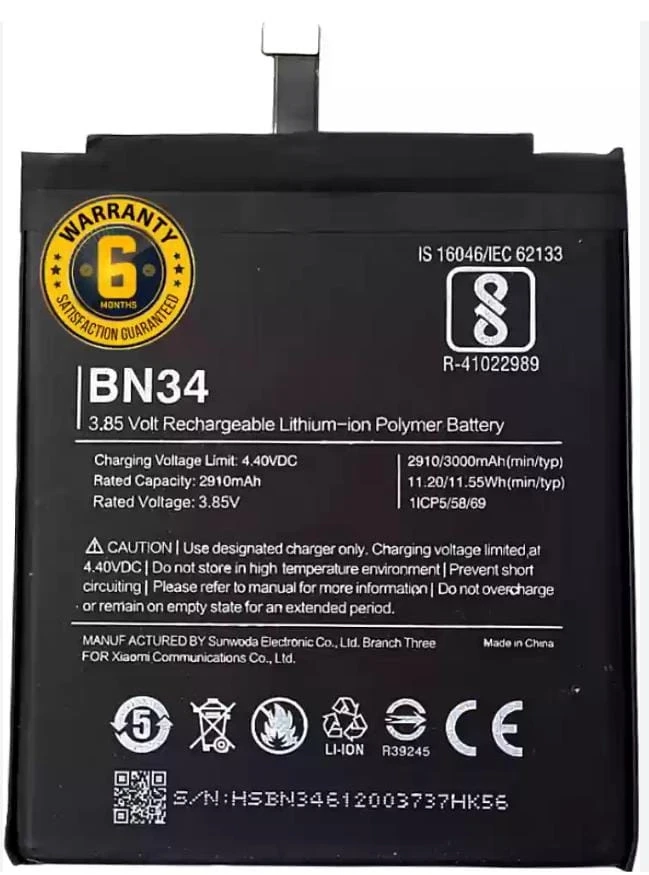 Mi 5A BN34 Battery 100% Care Original