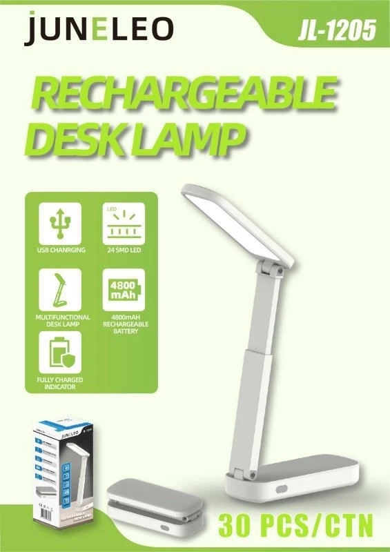 JUNELEO by DPM JL-1205 Rechargeable Desk LAMP 24SMD LED 4800mAh White