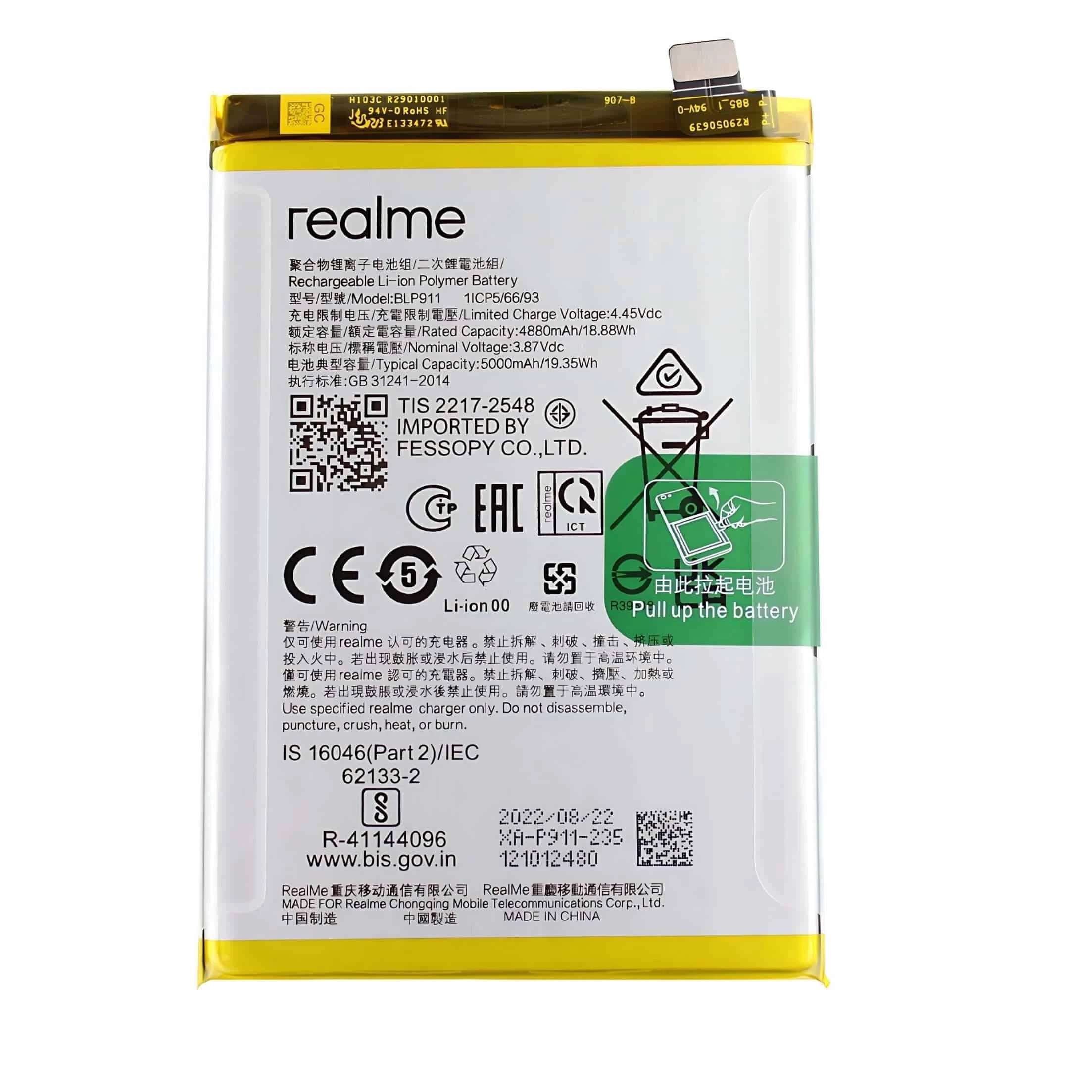 Realme 9i/9 Pro BLP911 Mobile Battery 100% Care Original