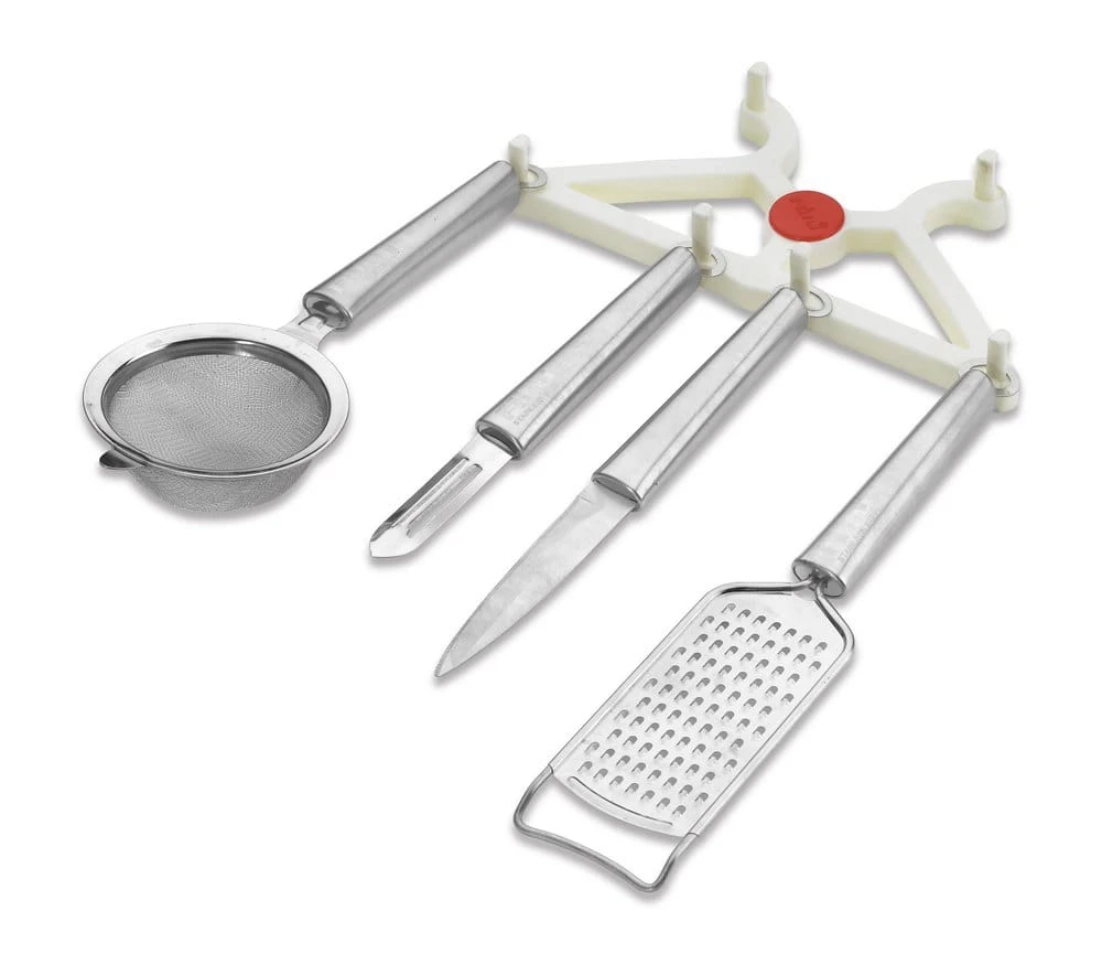 J-276 5 Pcs Utility Set (Lighter 1 / Knife 1 / Peeler 1 / Grater 1 / Strainer 1 / Stand 1)