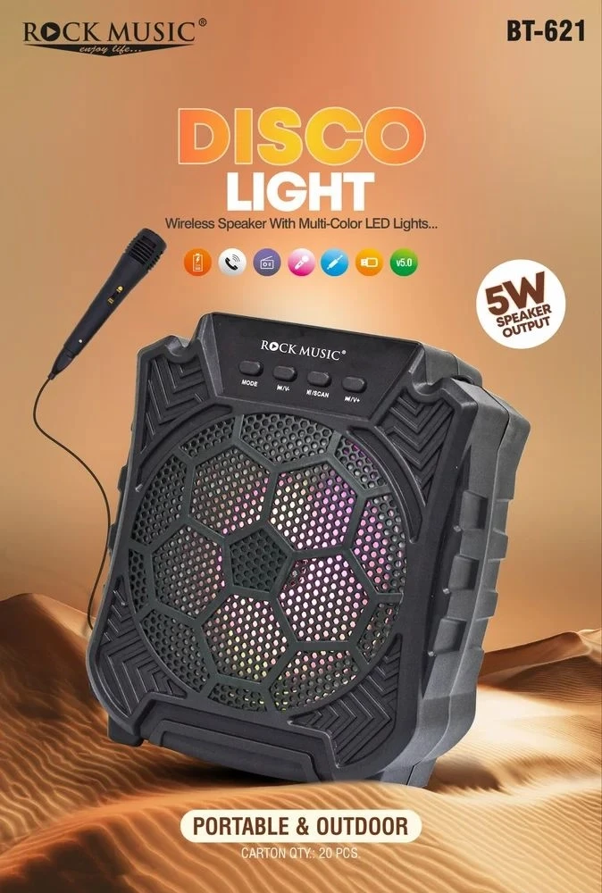ROCK MUSIC BT-621 Portable Active Wireless Speaker With Disco Light