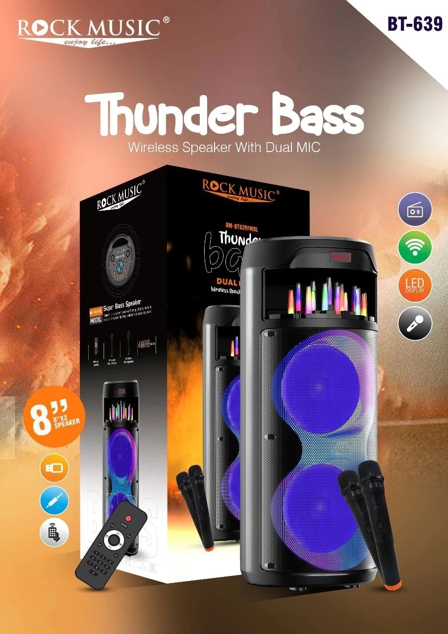 Rock Music BT-639 Thunder Bass Wireless Tower Speaker