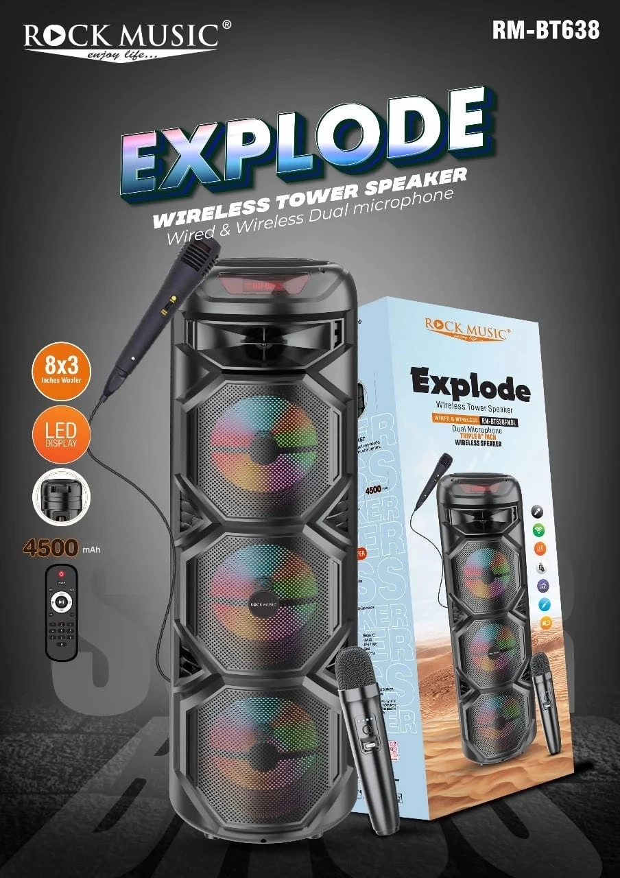 Rock Music BT-638 Explode Wireless Tower Speaker