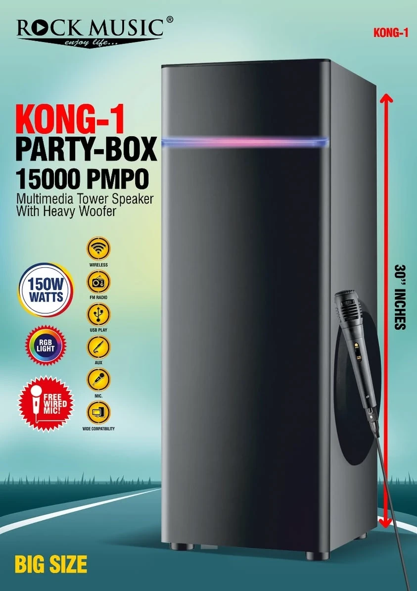 Rock Music KONG-1 Party Box Wireless Tower Speaker