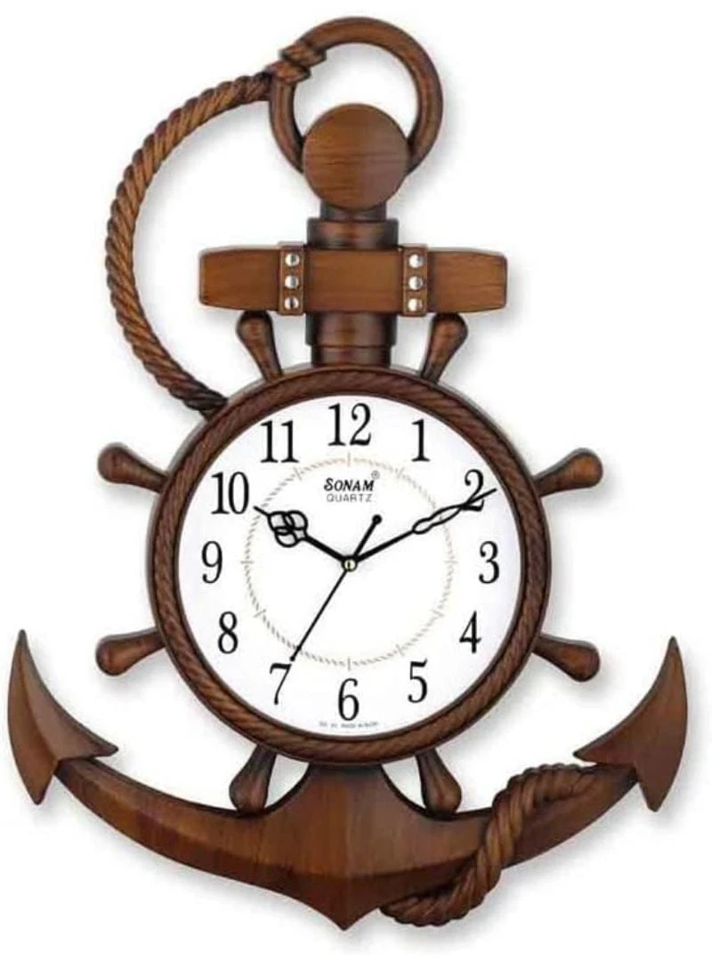 Wooden Anchor Wall Clock with Rope and Wheel - Model No-1841