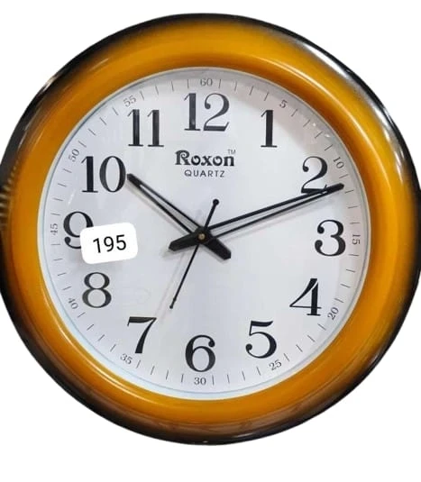 Roxon Quartz Clock with Black Hands and Yellow Ring