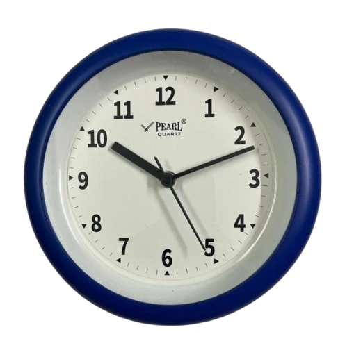 Blue and White Analog Wall Clock with Pearl Quartz Movement