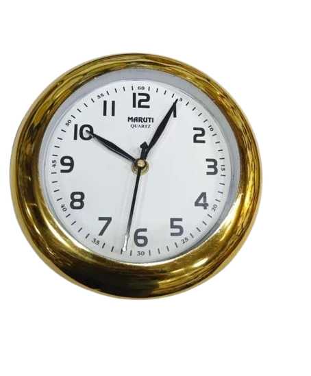 Maruti Quartz Wall Clock with Gold Rim