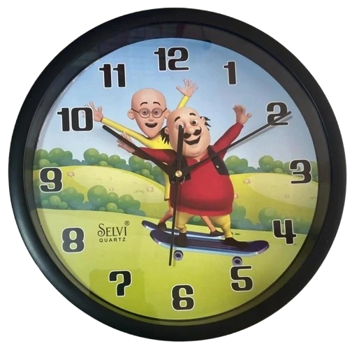 Red and White Skateboard Cartoon Clock