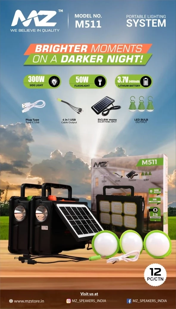 MZ M511 Mini Solar Light Portable Inverter 6 hrs Torch Emergency Light
