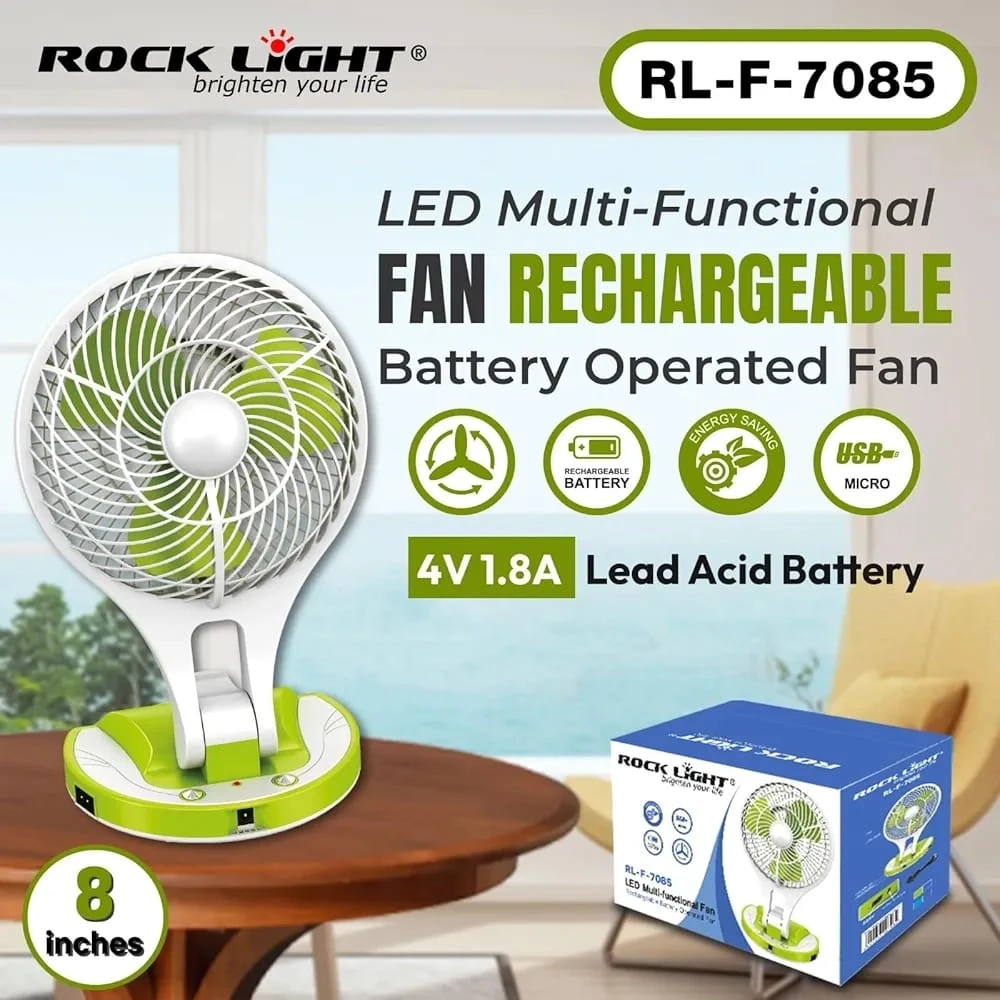 Rocklight RL-F-7085 LED Multi-Functional Rechargeable Fan