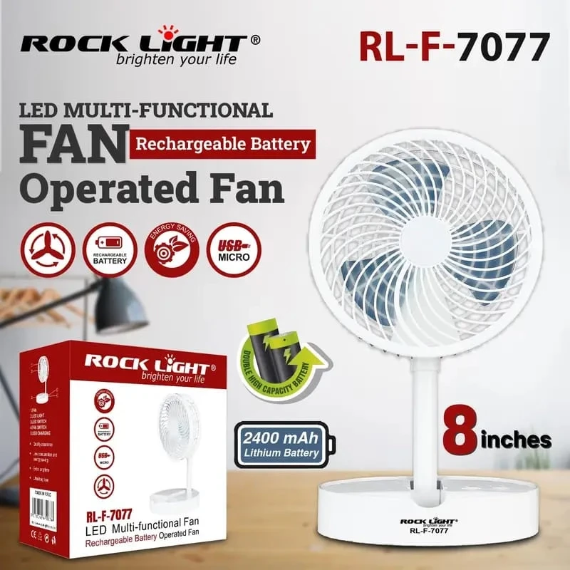 Rocklight RL-F-7077 LED Multi-Functional Rechargeable Fan