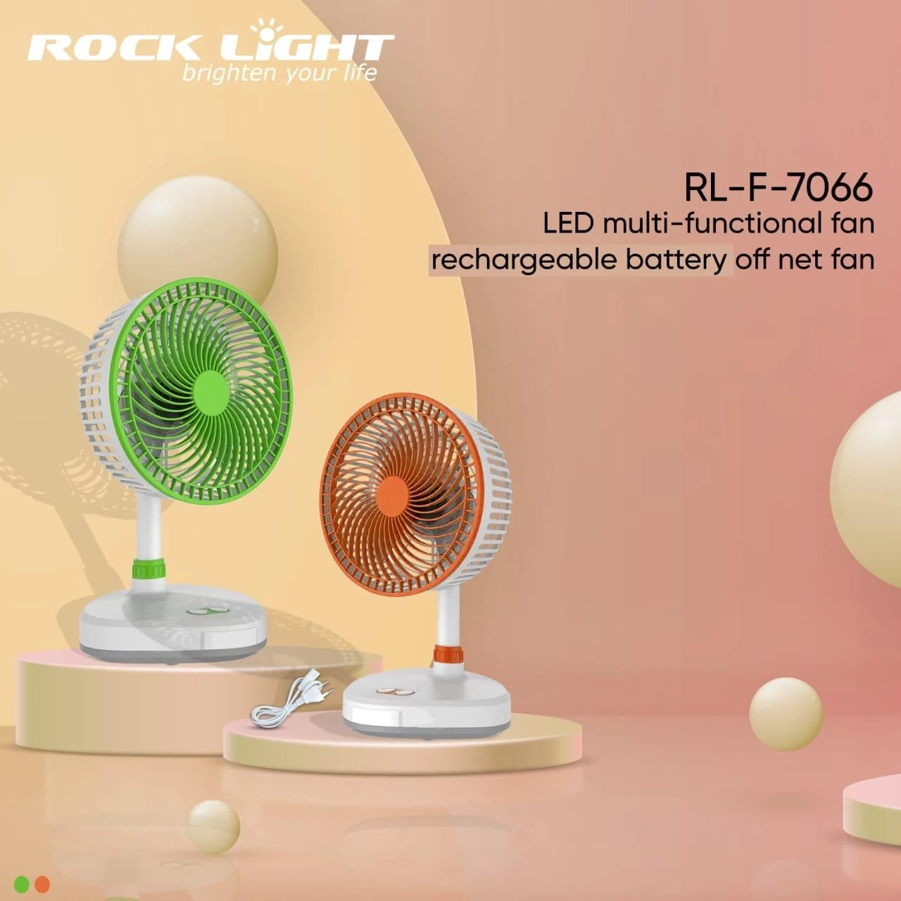 Rocklight RL-F-7066 LED Multi-Functional Rechargeable Battery Fan