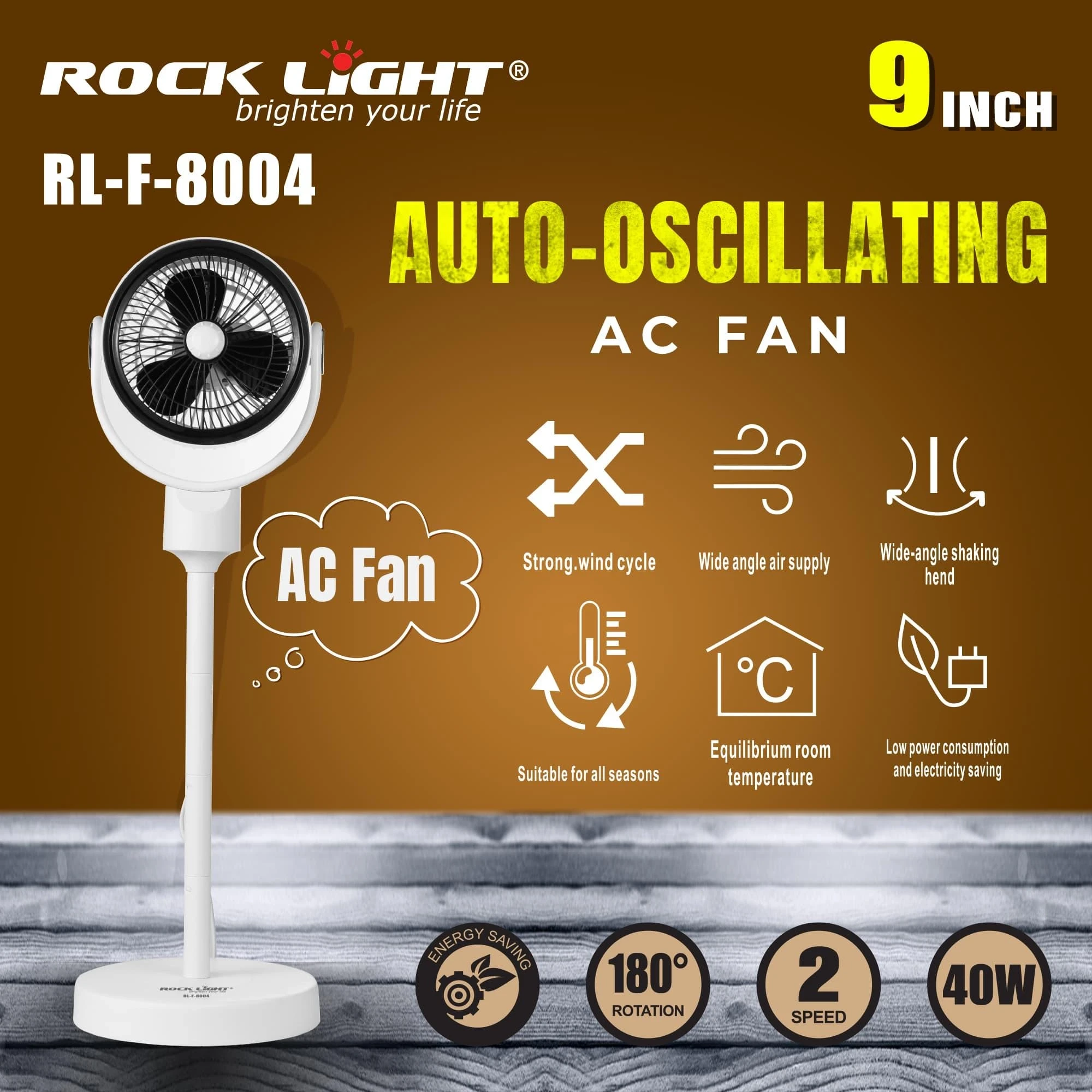 Rocklight RL-F-8004 Rechargeable AC Fan