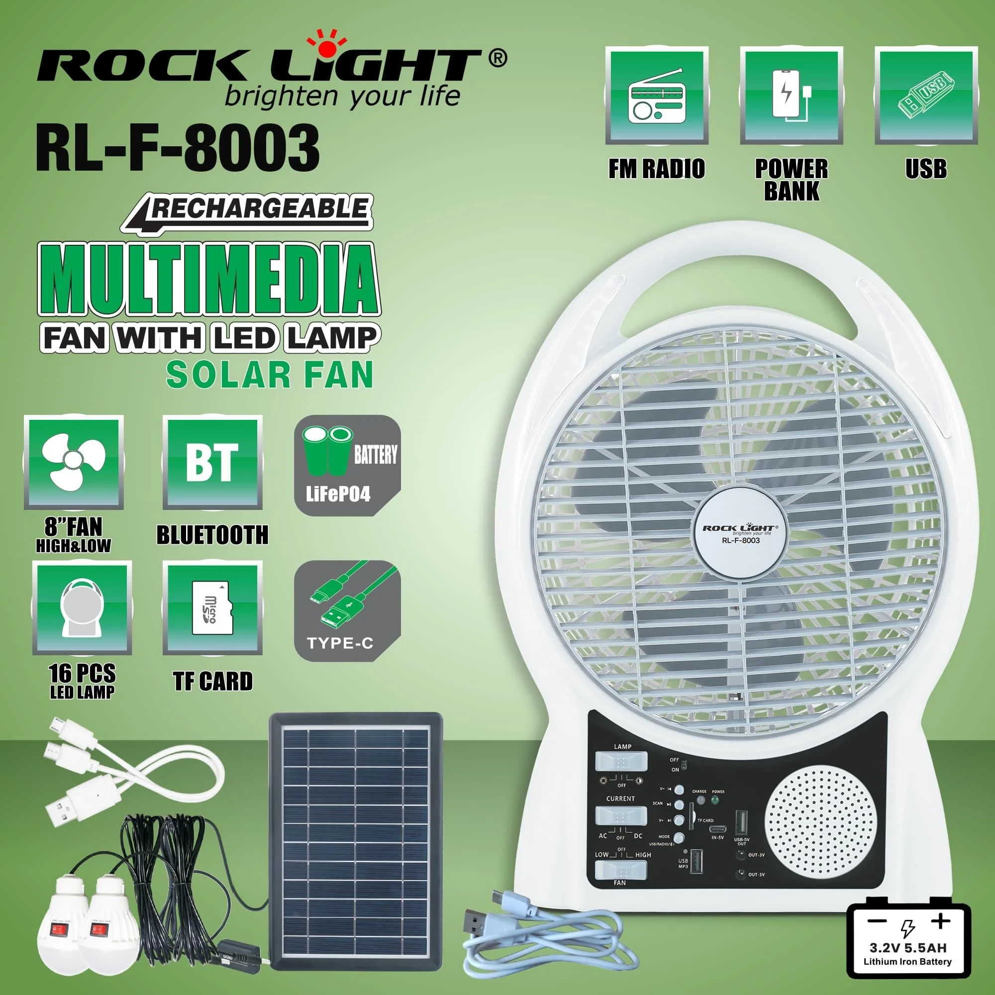 Rocklight RL-F-8003 Multimedia Fan with LED Lamp