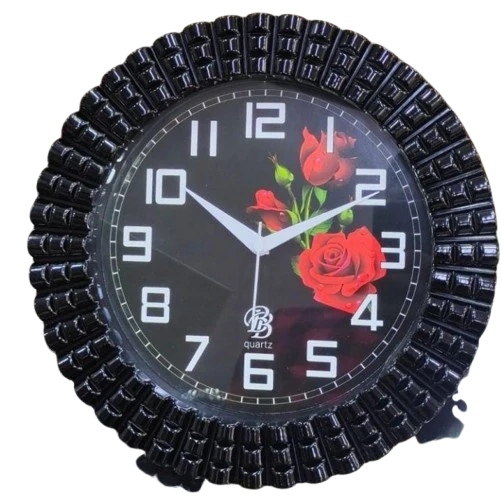 B Quartz Wall Clock with Rose Design