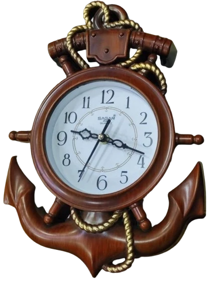 SAGAR QUARTZ Anchor-Shaped Wall Clock with Rope Details