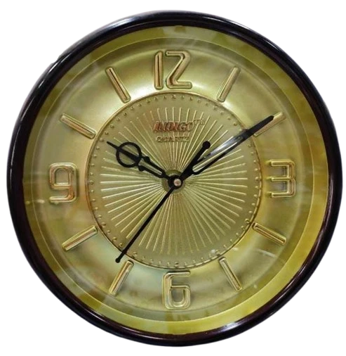 10-Inch INDIGO QUALITY Round Gold Analog Wall Clock with Black Hands