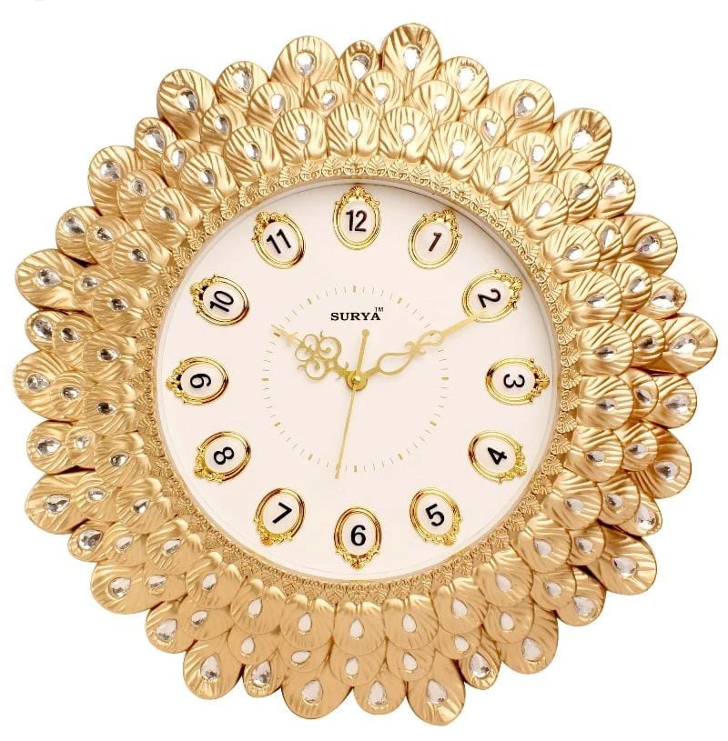 Surya Gold Peacock Wall Clock