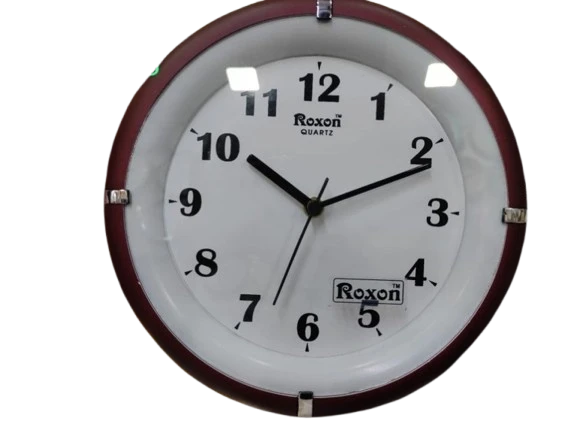 Roxon Quartz Analog Wall Clock with Red Frame (11-inch)