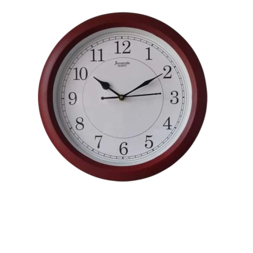 Red Frame Analog Wall Clock with Accurate Quartz Movement