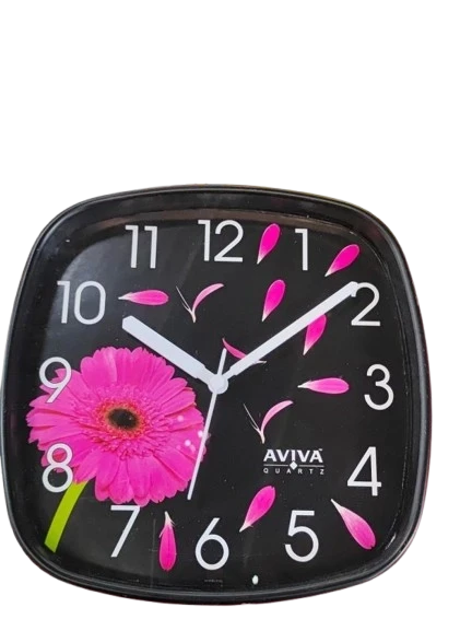 AVIVA QUARTZ Pink Flower Wall Clock with White Numbers and Hands