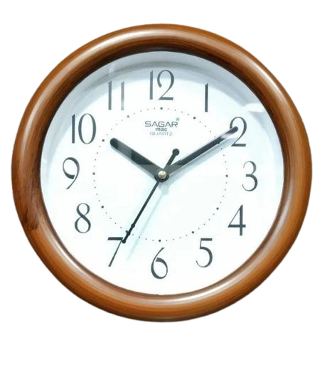 SAGAR mac QUARTZ Round Wall Clock with Wooden Frame