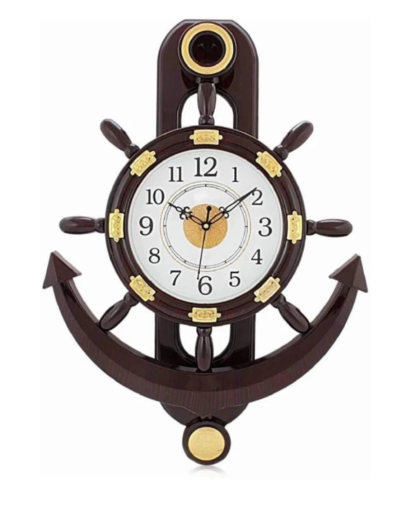 ROM QUARTZ Anchor Pendulum Clock with Ships Wheel Face (370x235 mm)