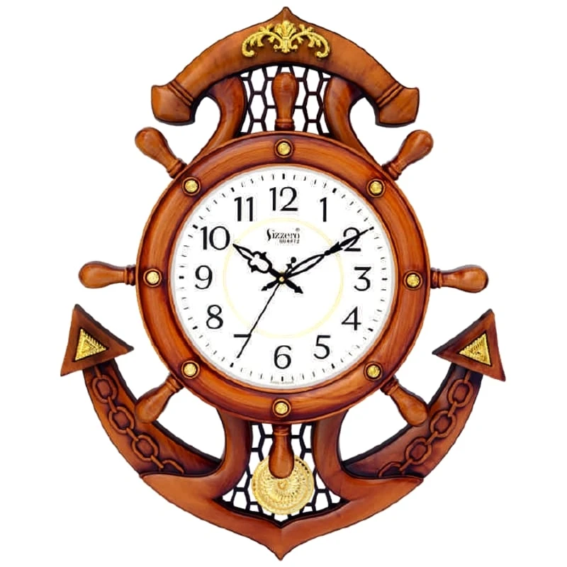 "izzero S-666 Anchor Wall Clock - Vintage Frame Design, Premium Quality - 530x425 MM"