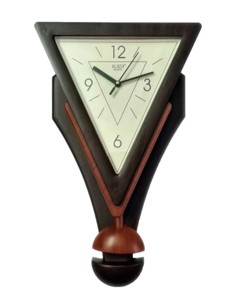 "Plaza Triangular Pendulum Wall Clock - Unique Design, Modern Style"