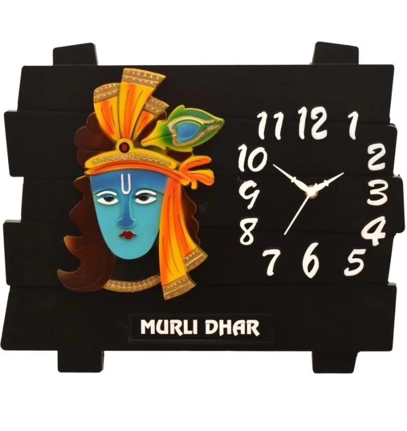 "Deity Murli Dhar Wall Clocks - Vibrant and Spiritual Timepieces"