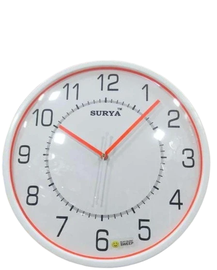 "SURYA 12 Inch Wall Clock - Modern and Silent Timekeeping"