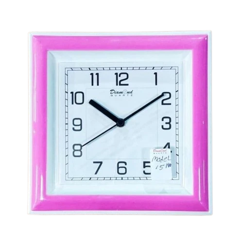 "Diamond Quartz Wall Clock - 8 Inch Pink Frame Model 15 No"