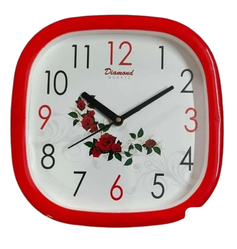 "Diamond Quartz Wall Clock: A Romantic Timepiece with a Floral Touch"