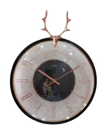 Funky Decors Black Reindeer Glass Transparent Minimal Wall Clock