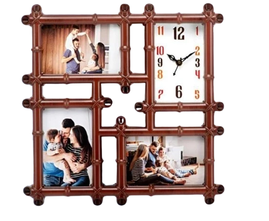 "DipSon Gifts & Home Wooden Picture Frame with Clock - 3 Photos"