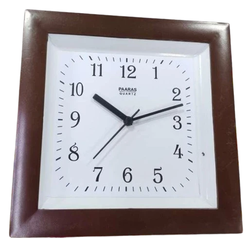 "PAARAS QUARTZ 9 Inch Square Wooden Wall Clock "