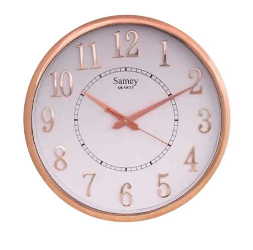 "Rose Gold Samey Quartz Wall Clock with Sweep Movement"