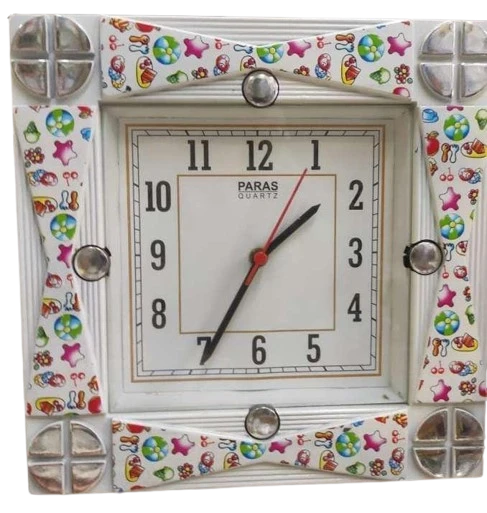 "Colorful Paras Quartz Wall Clock with Bow and Flower Design"
