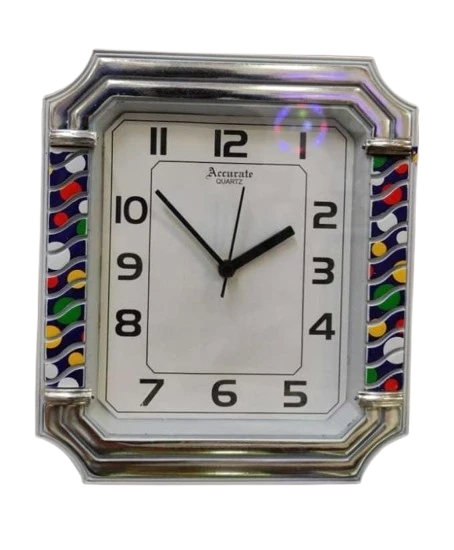 "Accurate Quartz Square Wall Clock with Silver Frame"