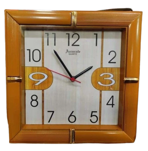"Accurate Quartz Wall Clock with Brown Wooden Frame and Gold Trim"