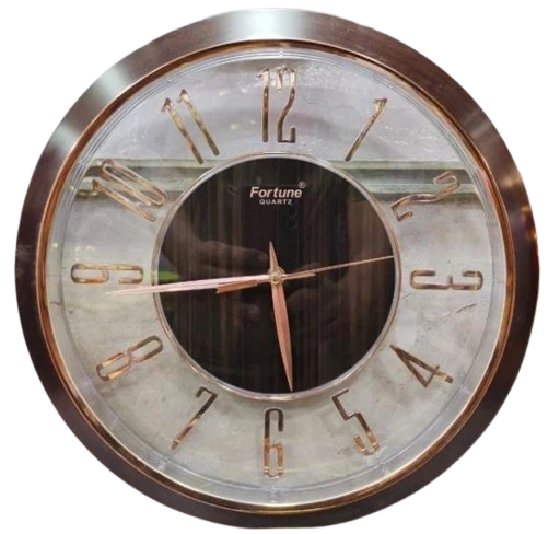 "Fortune Quartz Wall Clock with Rose Gold Accents"