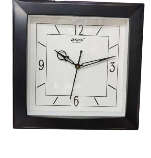 "10 Inch Indigo Black Framed Square Wall Clock with White Face"
