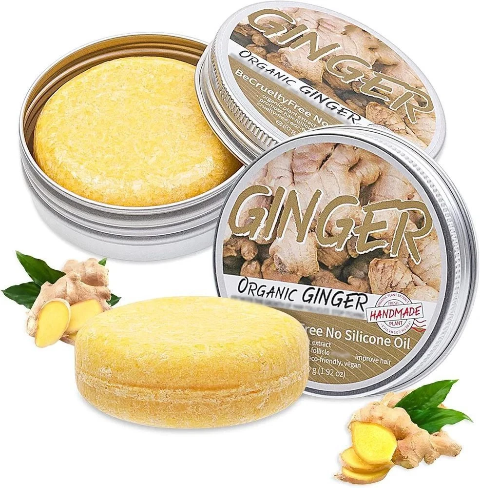 Ginger Hair Shampoo Bar,Natural Organic Ginger Shampoo Soap,Nourishes and Moisturizes Hair and Scalp for All Hair Types